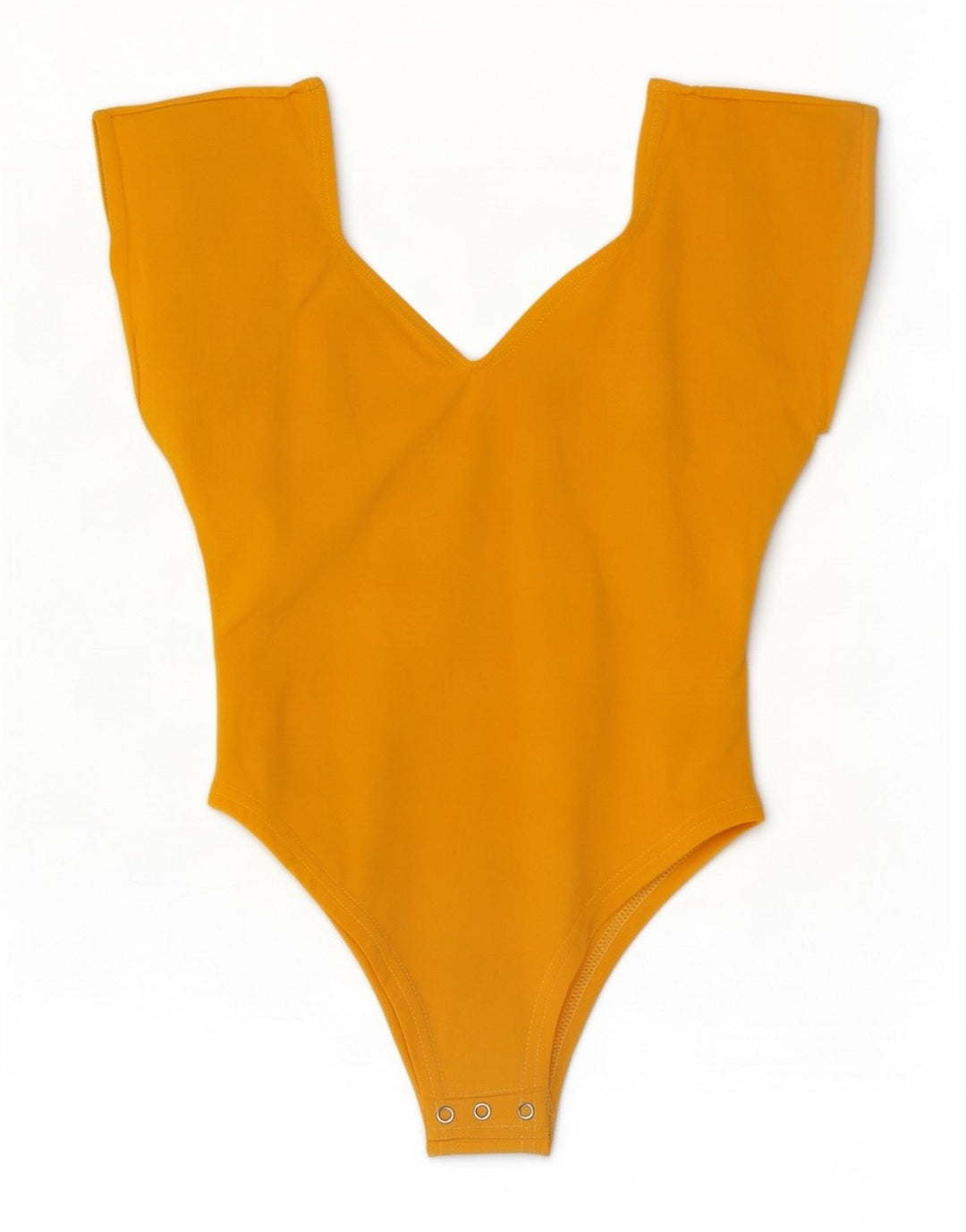 Vintage Damen Ärmelloser Body UK 12 Mittelgelbe Baumwolle
