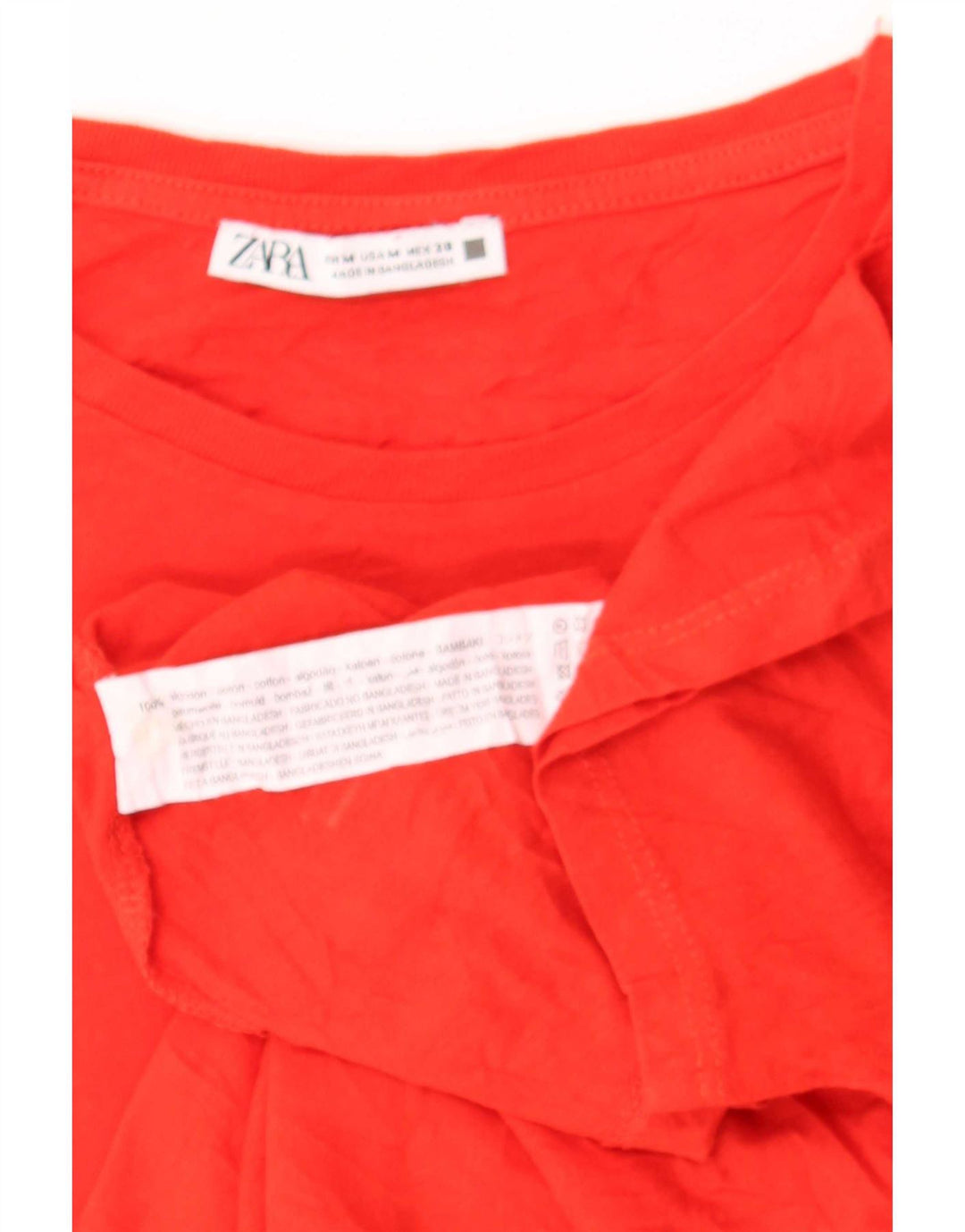 Zara Damen T-Shirt Top UK 14 Mittelrote Baumwolle