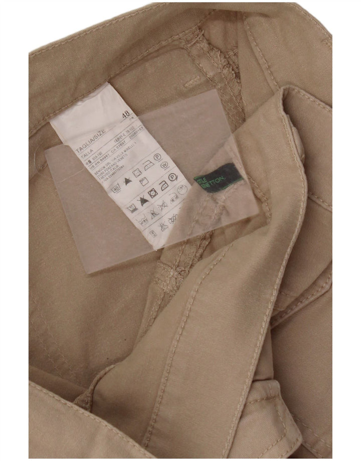 BENETTON Damen Slim Cargohose IT 48 XL W36 L31 Beige Baumwolle