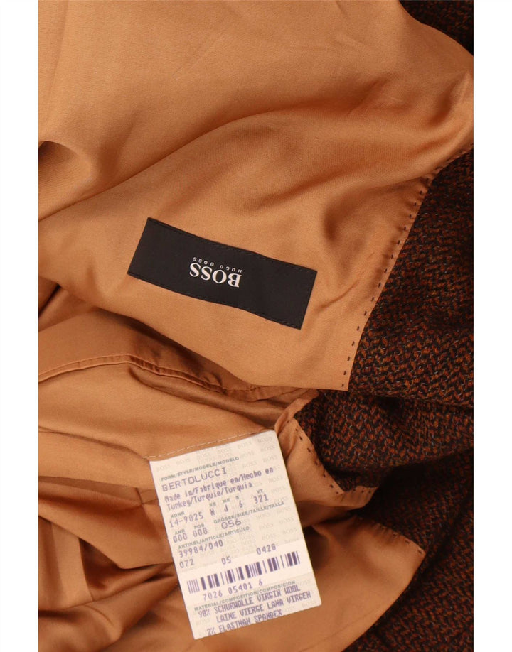 Hugo Boss Herren-Blazer mit 2 Knöpfen, EU 56, 3XL, braunes Fischgrätenmuster