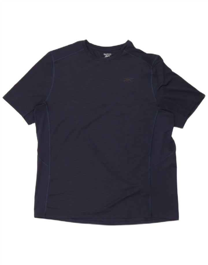 Reebok Herren T-Shirt Top Large Marineblau Polyester