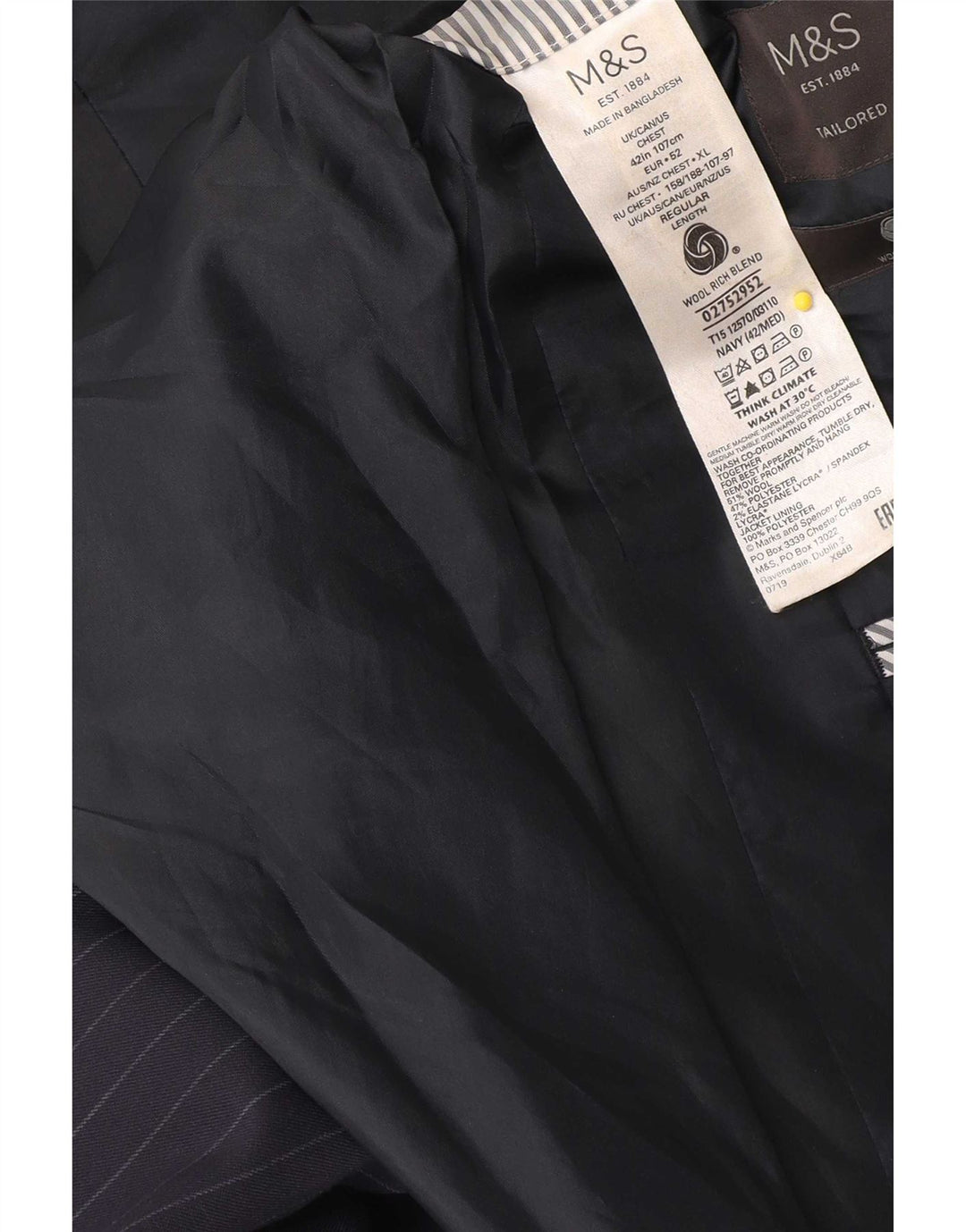 Marks & Spencer Herren-Blazer IT 42 Medium Navy Blue Nadelstreifen