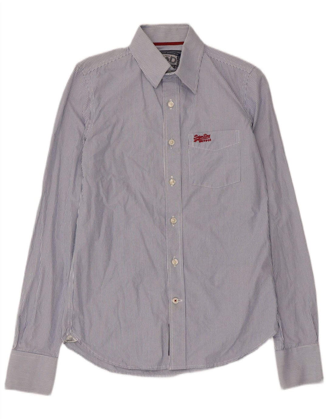 Superdry Herren-Hemd aus Baumwolle mit kleinen blauen Nadelstreifen