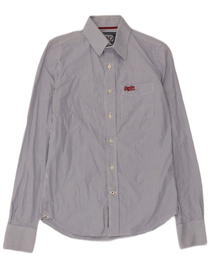 Superdry Herren-Hemd aus Baumwolle mit kleinen blauen Nadelstreifen