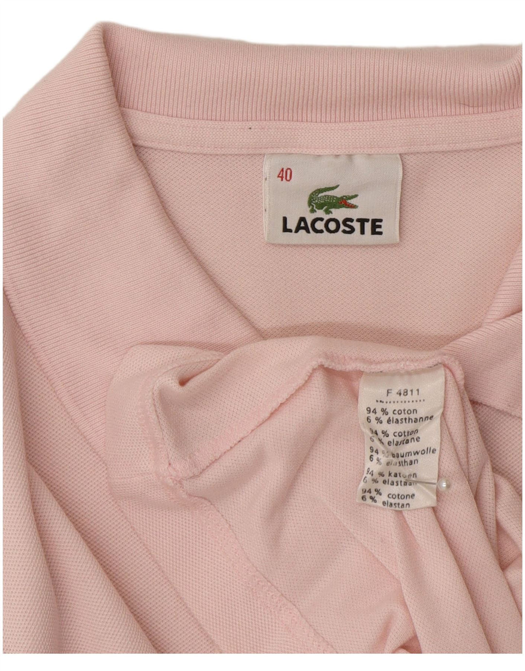 Lacoste Damen-Langarm-Poloshirt, Größe 40, mittelrosa, Baumwolle