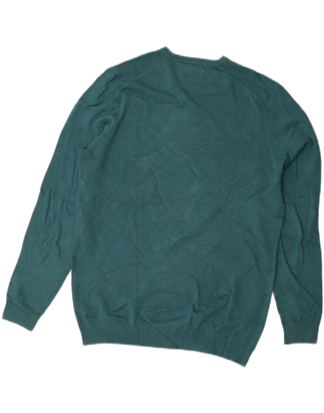 ZARA Herren-Pullover mit V-Ausschnitt, mittelgrüne Viskose