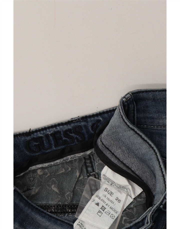 Guess Damen Slim Jeans W26 L34 Blaue Baumwolle