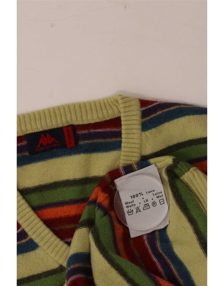 Kappa Herren-Pullover mit V-Ausschnitt, XL, mehrfarbig, gestreift, Wolle