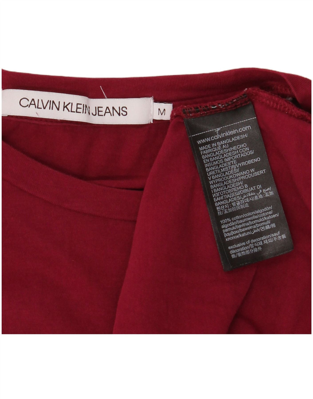 CALVIN KLEIN JEANS Grafisches T-Shirt-Oberteil für Herren aus mittlerer burgunderroter Baumwolle