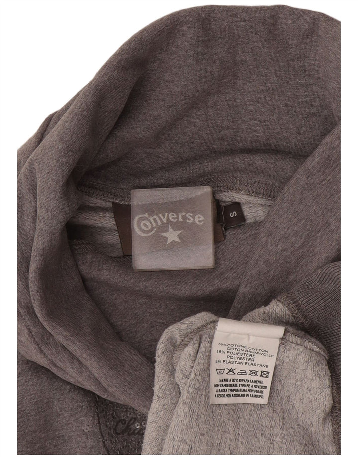 Converse Damen Grafik-Sweatshirt-Pullover UK 10 Small Grau gefleckte Baumwolle