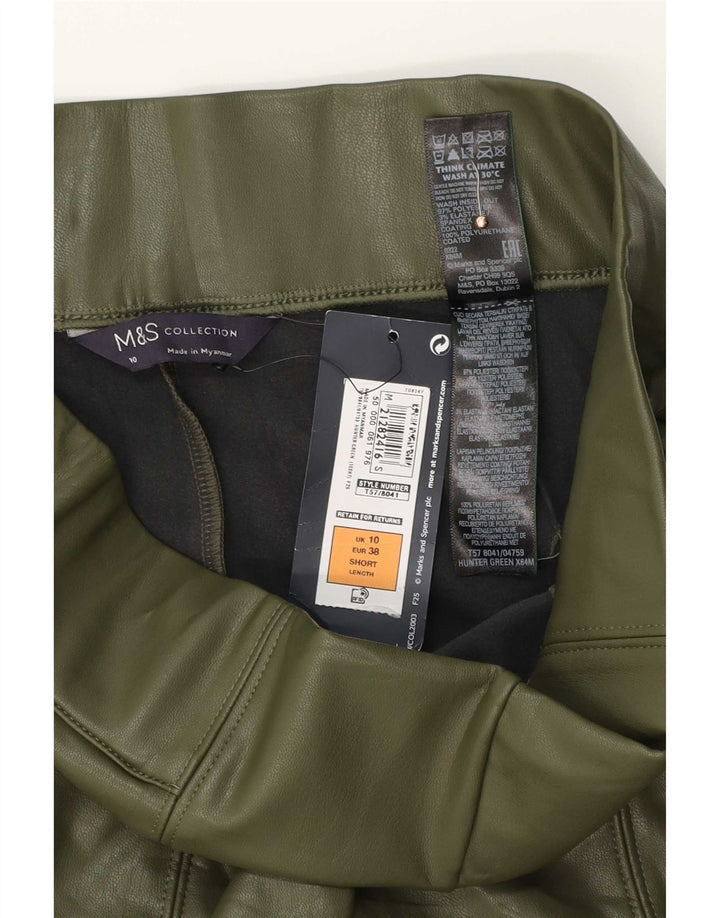 Marks & Spencer Damen-Leggings aus Kunstleder, UK 10, Größe S, Grün, Polyester