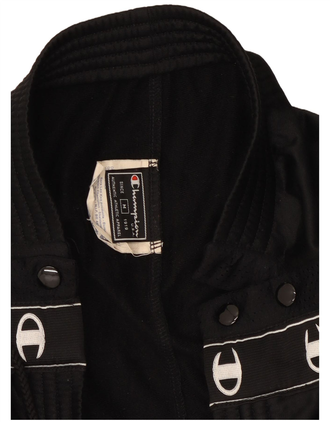 CHAMPION Mens Graphic Tracksuit Trousers Medium  Black Polyester