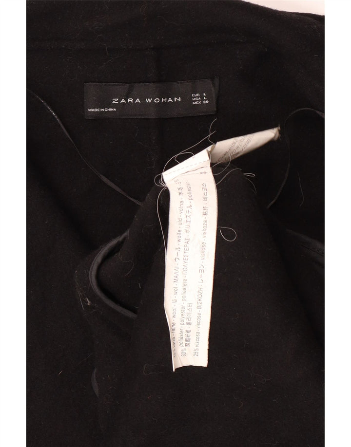 ZARA Damen Mantel UK 16 Große schwarze Wolle