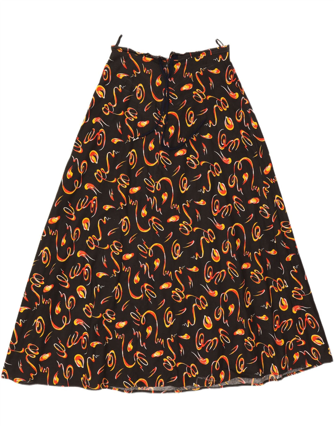 VINTAGE Womens Abstract Pattern Maxi A-Line Skirt W29 Medium Black Vintage Vintage and Second-Hand Vintage from Messina Hembry 