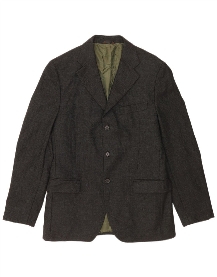 Basile Herren 3-Knopf-Blazerjacke IT 48 Mittelschwarze Merinowolle