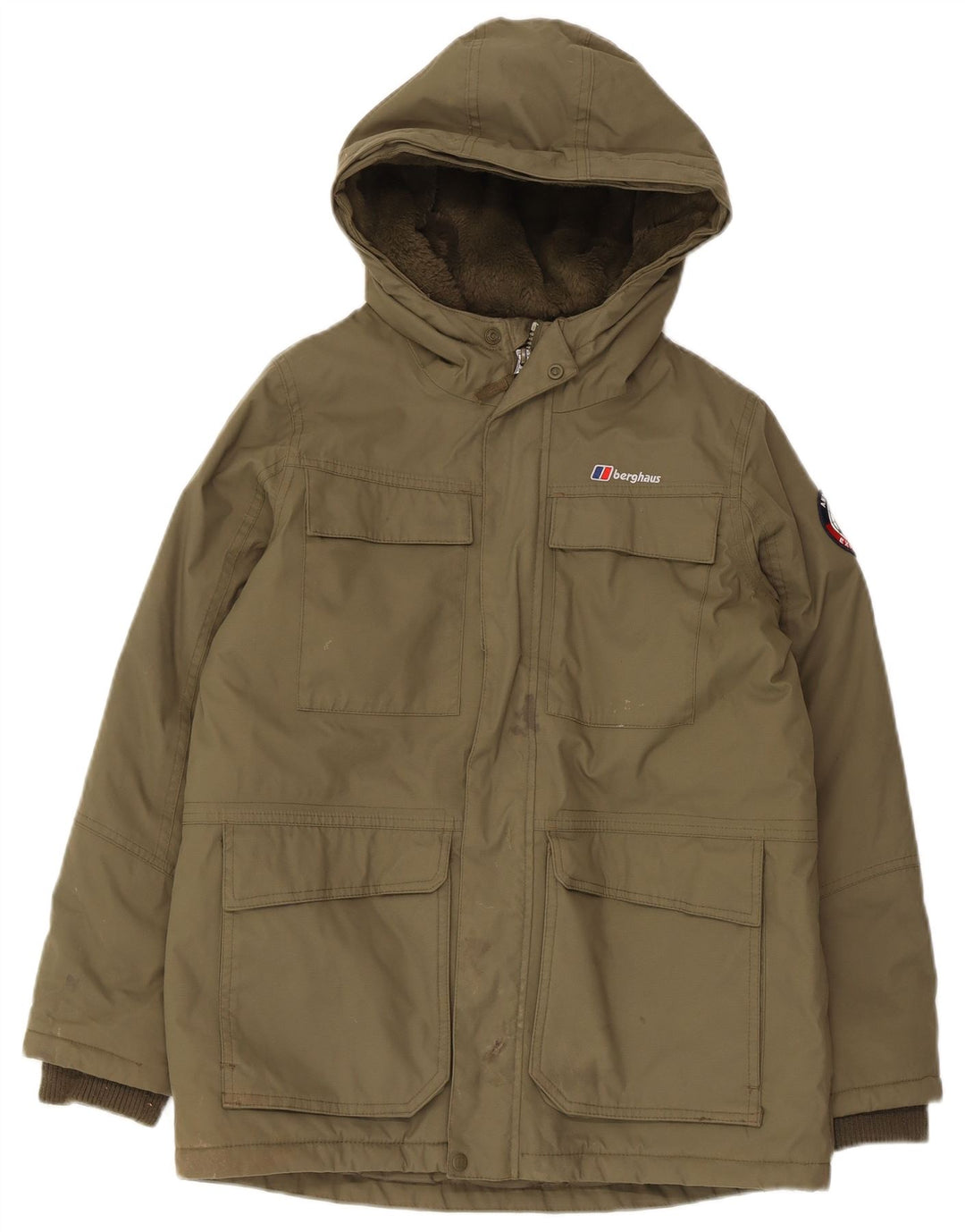 Berghaus Jungen-Parka mit Kapuze, 11–12 Jahre, Khaki, Polyamid