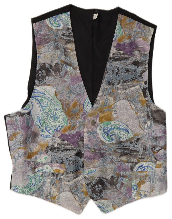 VINTAGE Damen Weste UK 24 4XL Mehrfarbiges Paisley-Polyester
