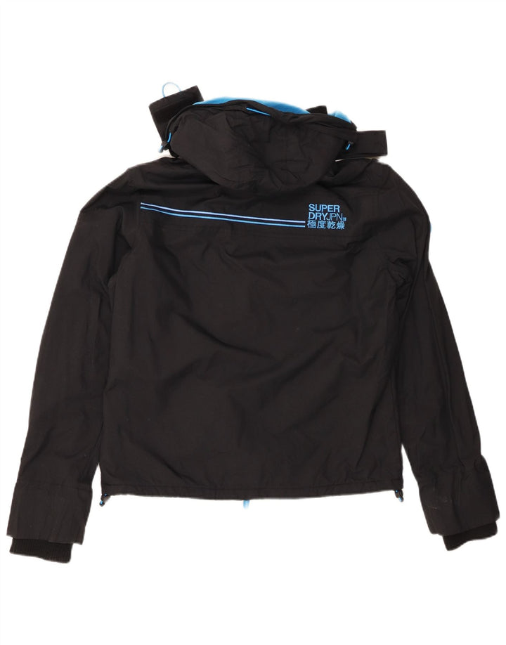 SUPERDRY Damen-Windbreakerjacke mit Kapuze, UK 12, Mittelschwarzes Nylon
