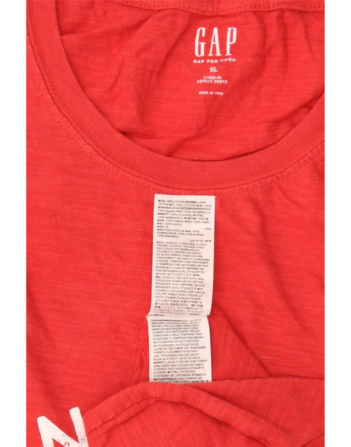 Gap Herren Grafik-T-Shirt-Oberteil XL aus roter Baumwolle