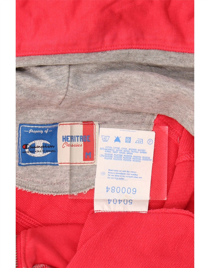 CHAMPION Womens Heritage Classics Zip Hoodie Sweater UK 14 Medium Red