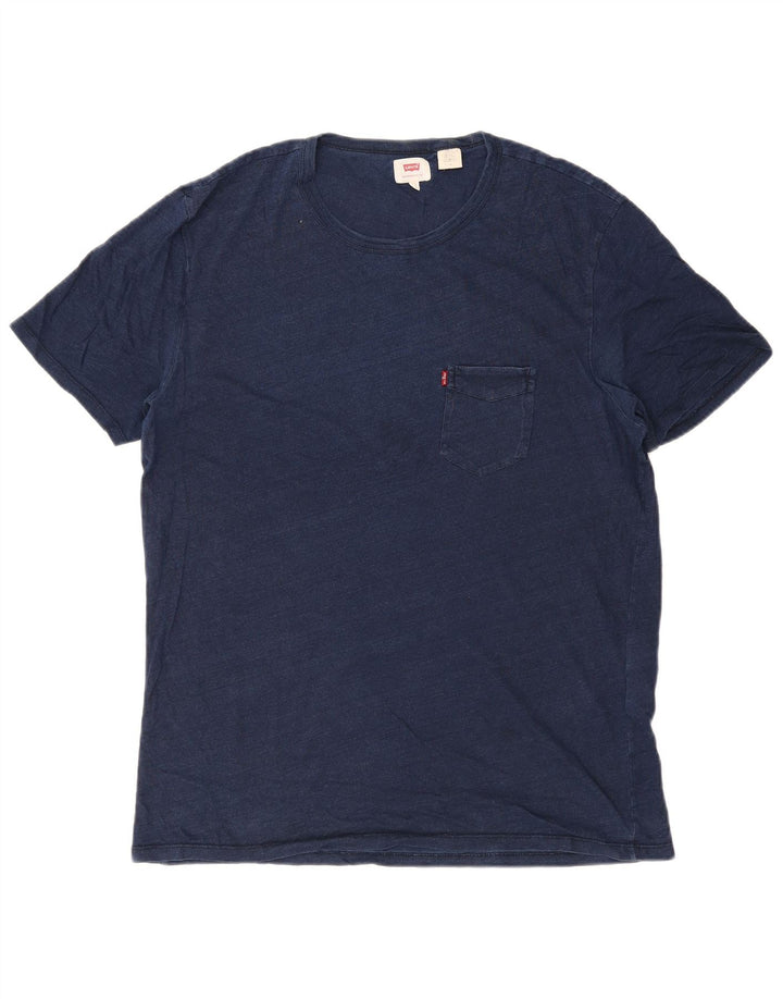 LEVI'S Herren-T-Shirt-Oberteil, groß, marineblau gesprenkelte Baumwolle
