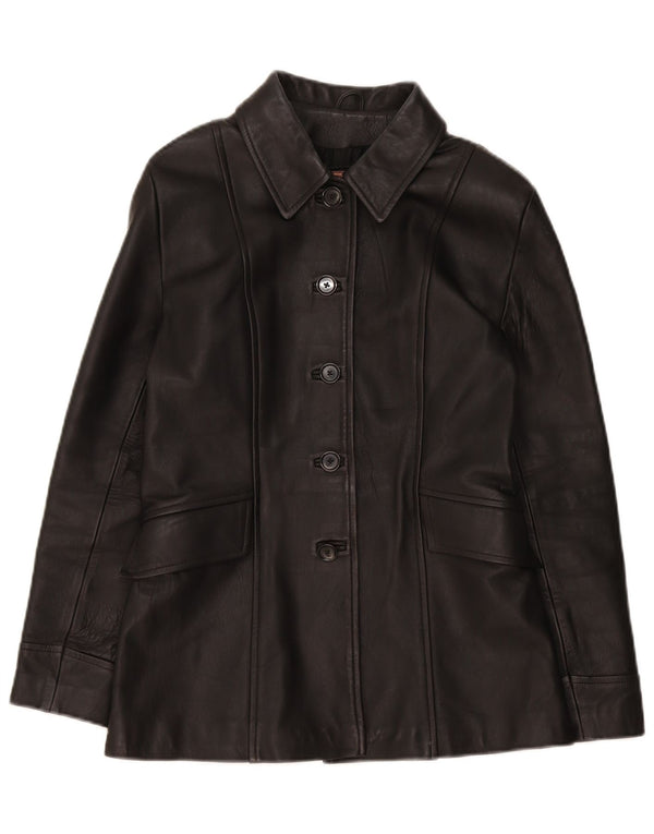 Bruno's Of London Womens Leather Jacket UK 12 Medium Black Classic
