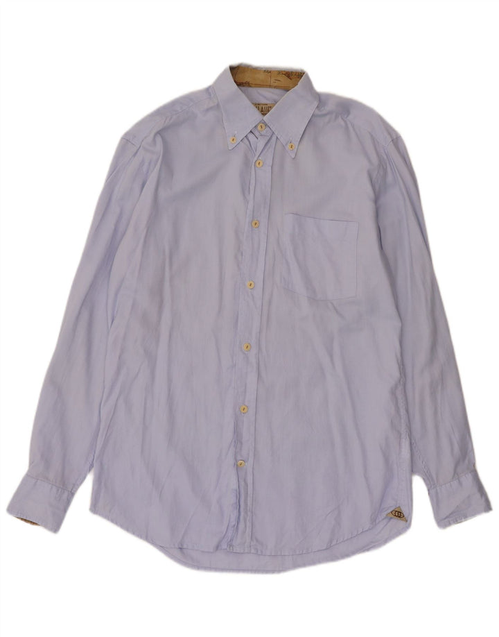 ALVIERO MARTINI Herrenhemd Größe 39 15 1/2 mittelblaue Baumwolle