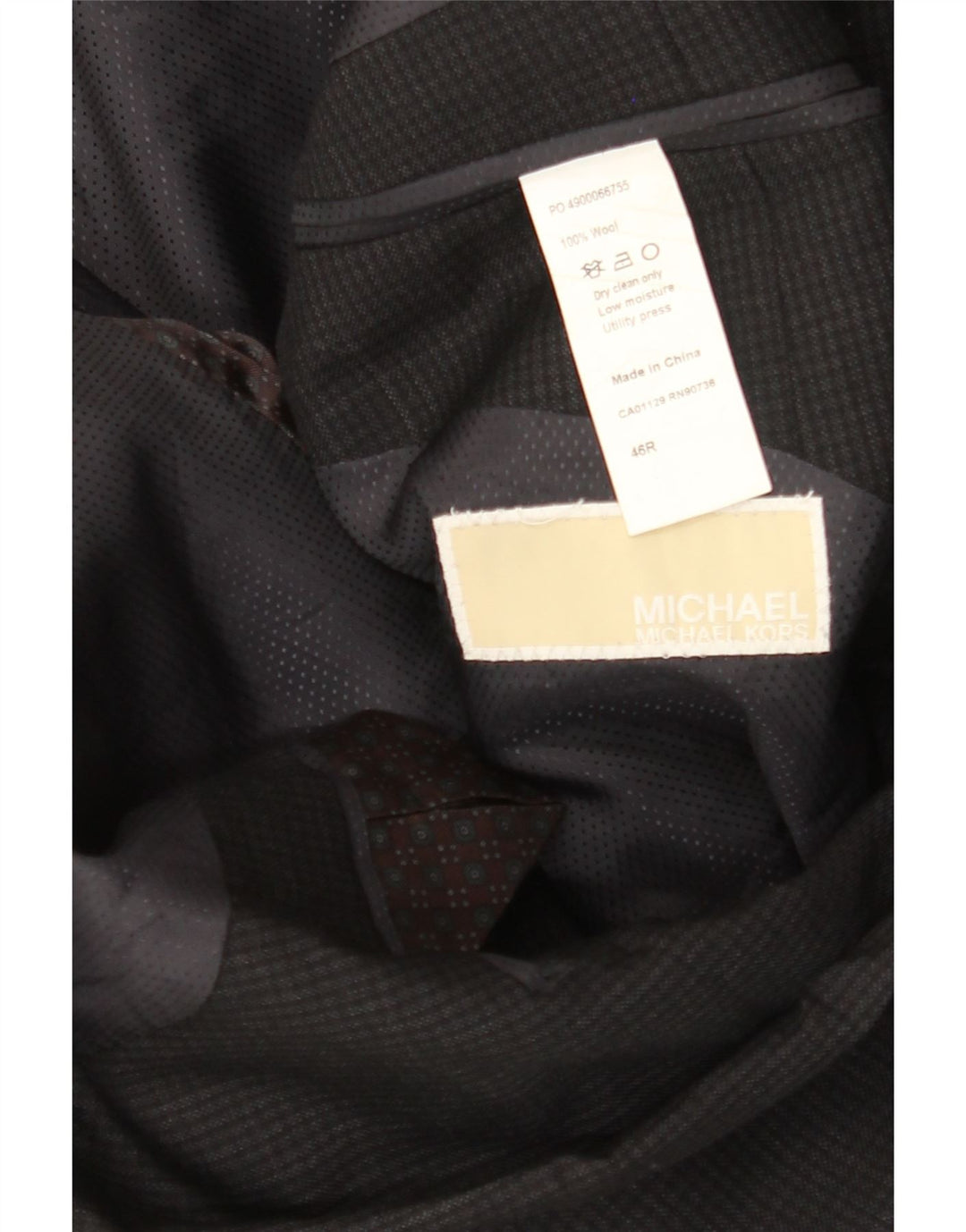 MICHAEL KORS Herren 2-Knopf-Blazerjacke UK 46 3XL Schwarze Wolle