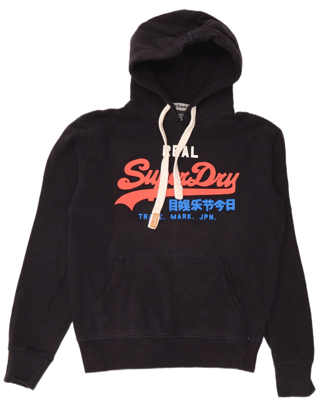 SUPERDRY Herren-Kapuzenpullover mit Grafik, mittelschwarze Baumwolle