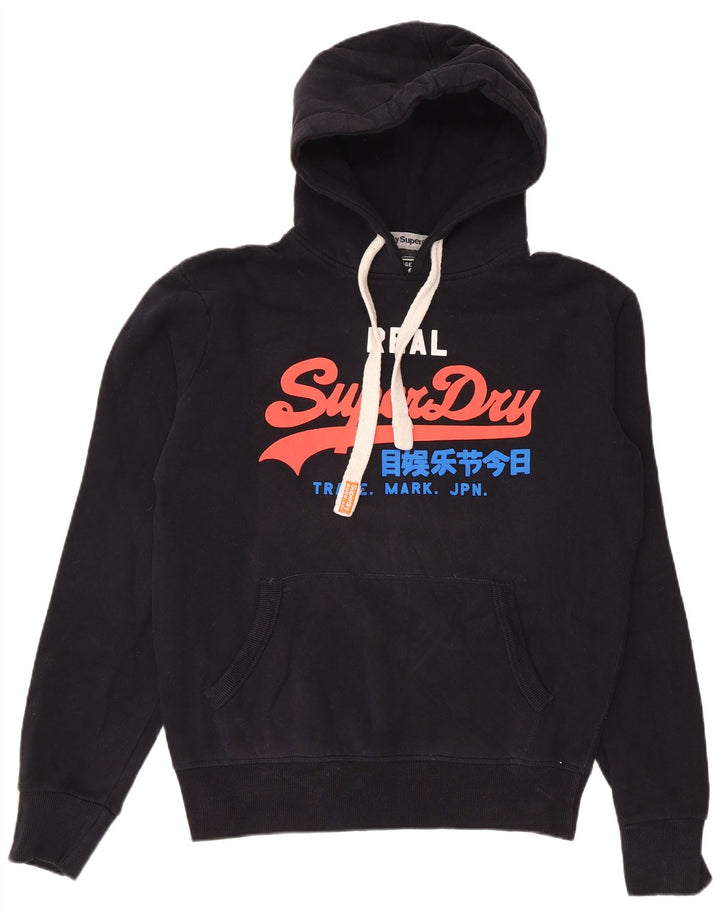 SUPERDRY Herren-Kapuzenpullover mit Grafik, mittelschwarze Baumwolle