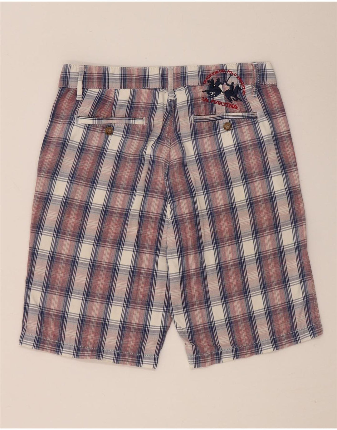 La Martina Herren-Chinoshorts W31 mittelrot karierte Baumwolle