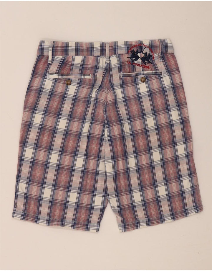 La Martina Herren-Chinoshorts W31 mittelrot karierte Baumwolle