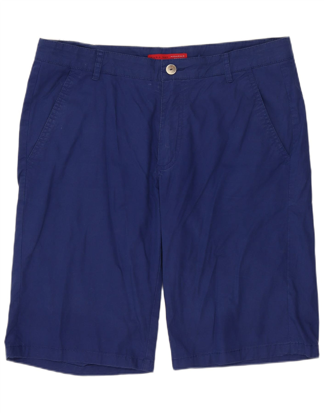 ZARA Herren Chinoshorts EU 42 Large W32 Blaue Baumwolle