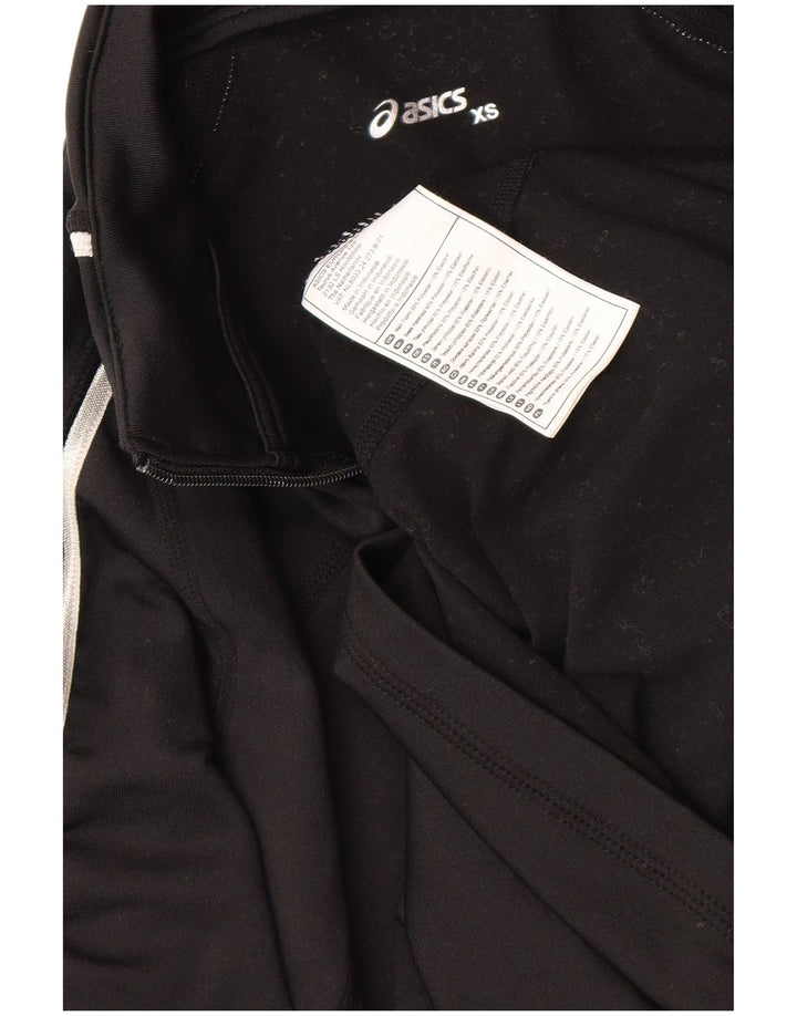ASICS Womens Zip Neck Pullover Tracksuit Top UK 6 XS Black Polyester