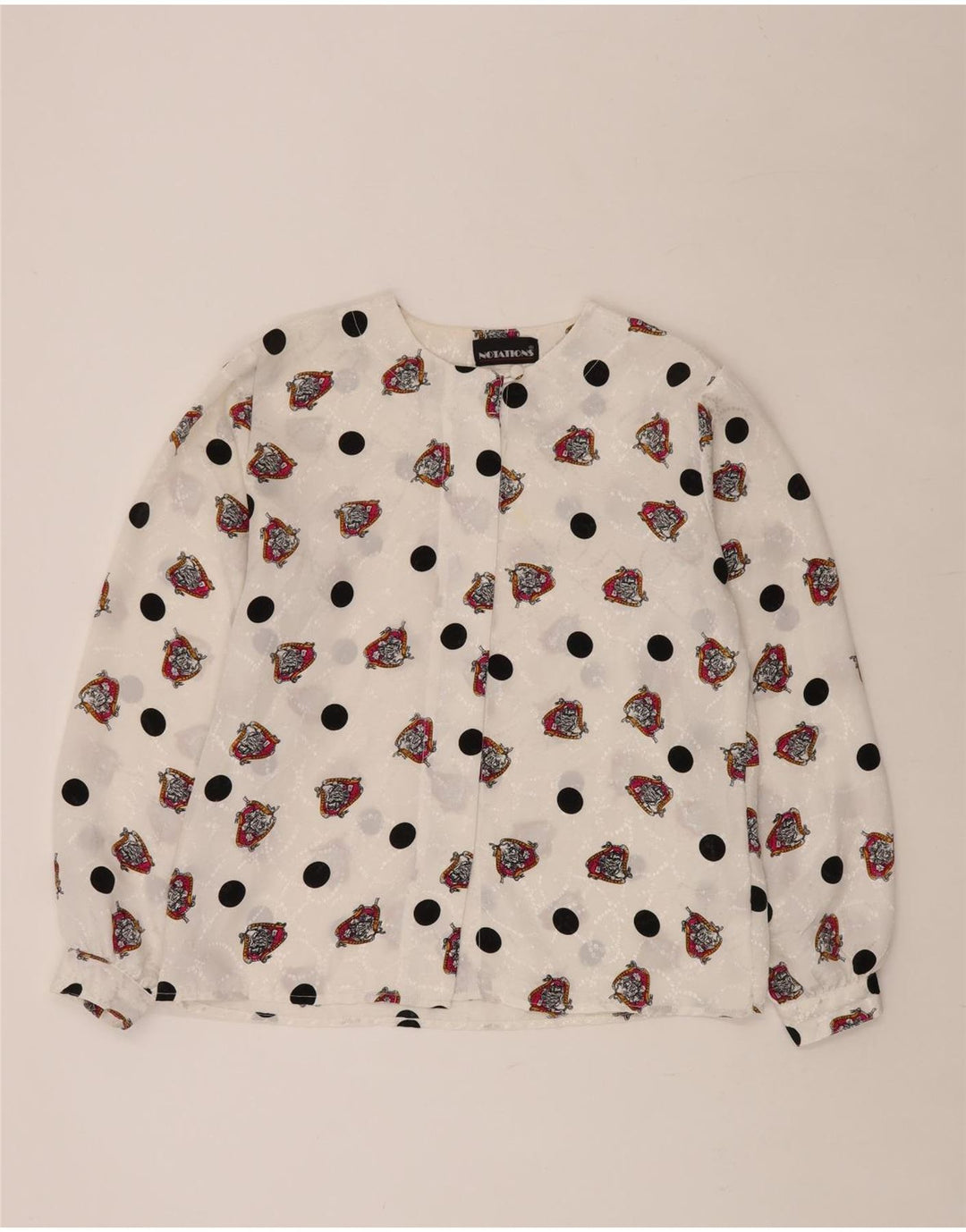 NOTATIONS Damen-Hemdbluse mit abstraktem Muster, UK 16, Größe L, Weiß, Polyester