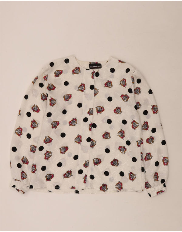 NOTATIONS Damen-Hemdbluse mit abstraktem Muster, UK 16, Größe L, Weiß, Polyester