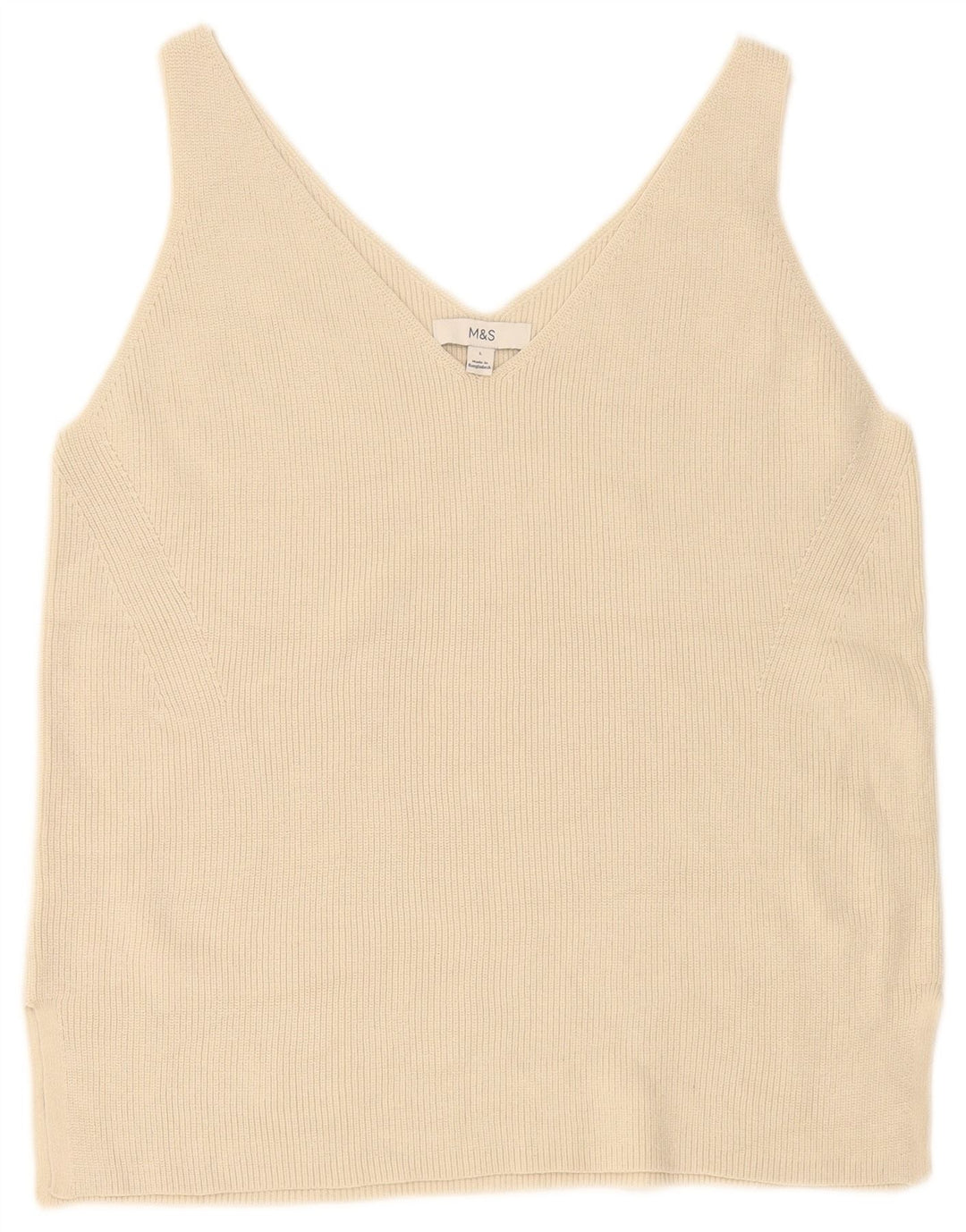 Marks & Spencer Damen Weste Top UK 16 Large Beige Baumwolle