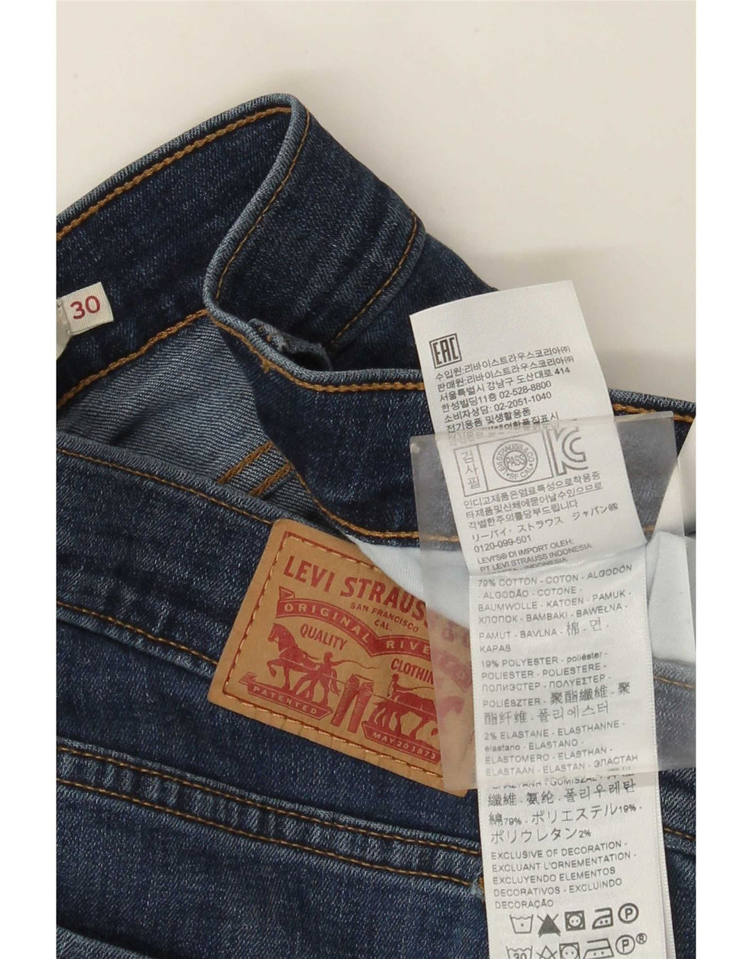 Levi's Damen 314 Shaping Straight Jeans W30 L32 Blau Baumwolle