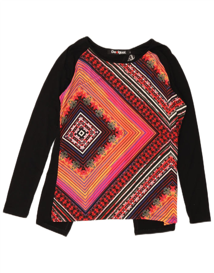 DESIGUAL Damen-Blusenoberteil UK 10 Kleine mehrfarbige geometrische Viskose