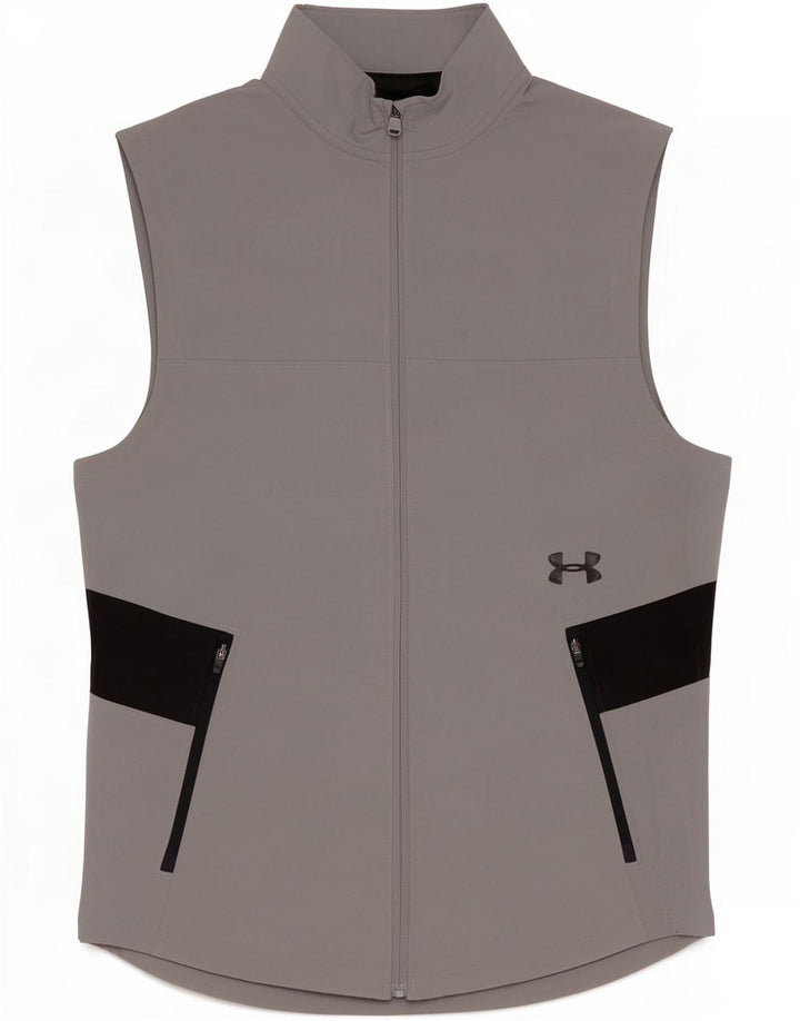 Under Armour Herren-Trainingsanzug, ärmellos, Jacke, Größe S, Grau, Farbblock