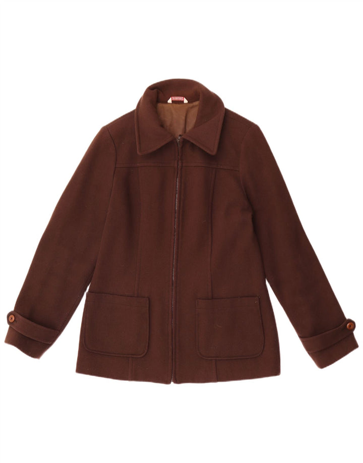 Stefanel Damen Bomberjacke UK 16 Große braune Wolle