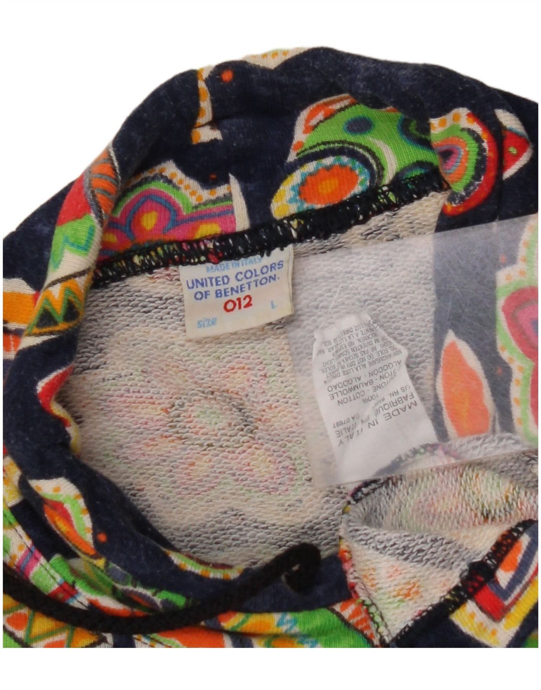 BENETTON Mädchen-Sweatshirt-Pullover, 11–12 Jahre, groß, Marineblau mit Blumenmuster