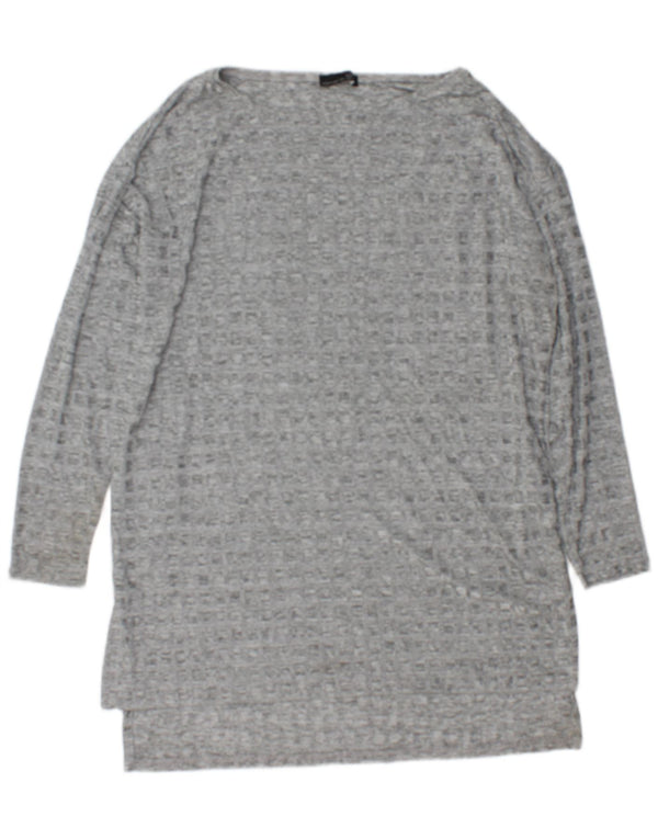 Zara Damen Langarm-Tunika-Oberteil UK 16 Large Grau meliertes Polyester