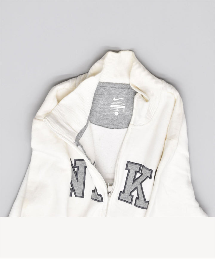 NIKE Damen-Trainingsanzug-Top-Jacke, UK 12, mittelweiße Baumwolle