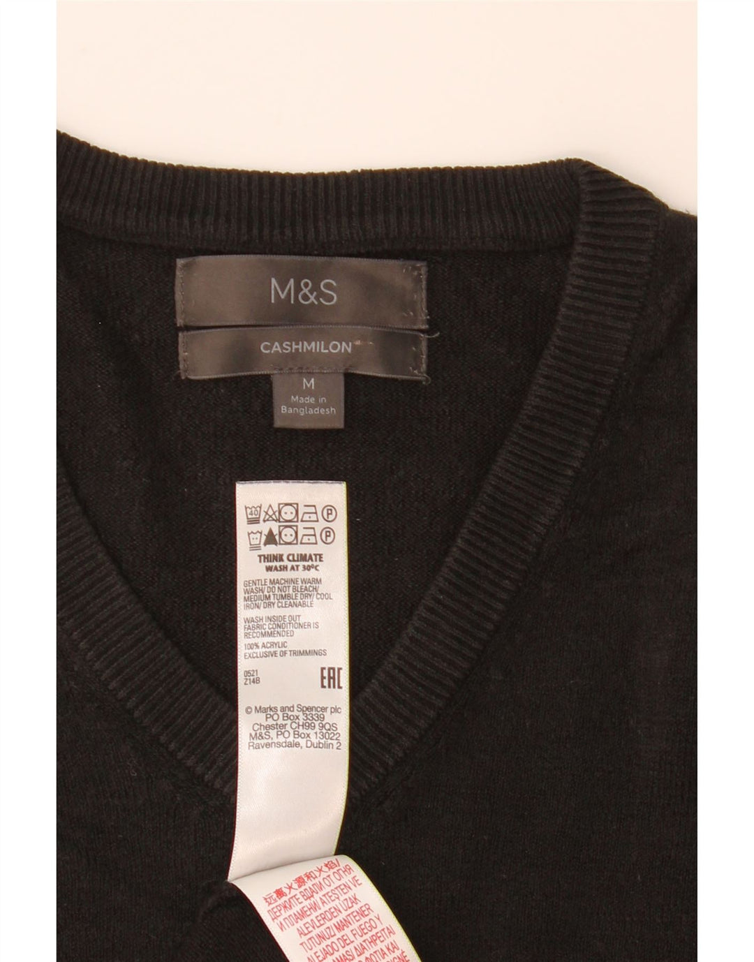 Marks & Spencer Herren-Pullover mit V-Ausschnitt, Mittelschwarz, Acryl
