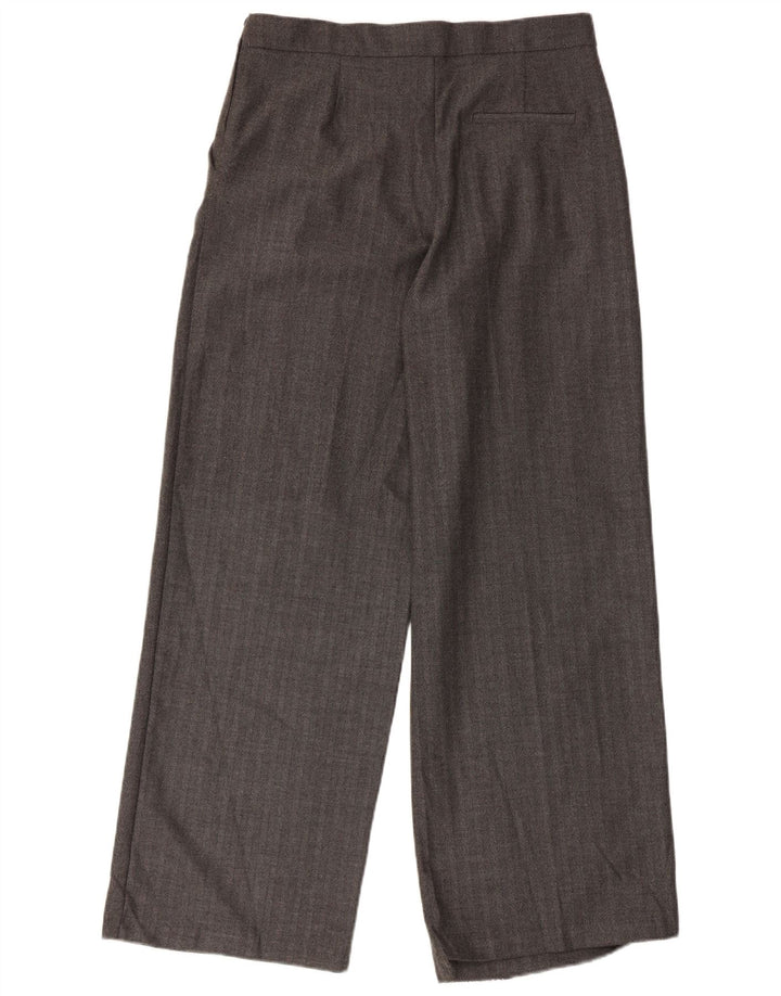 Zara Damen-Chinohose mit weitem Bein, mittelgroß, W28, L30, graues Fischgrätenmuster