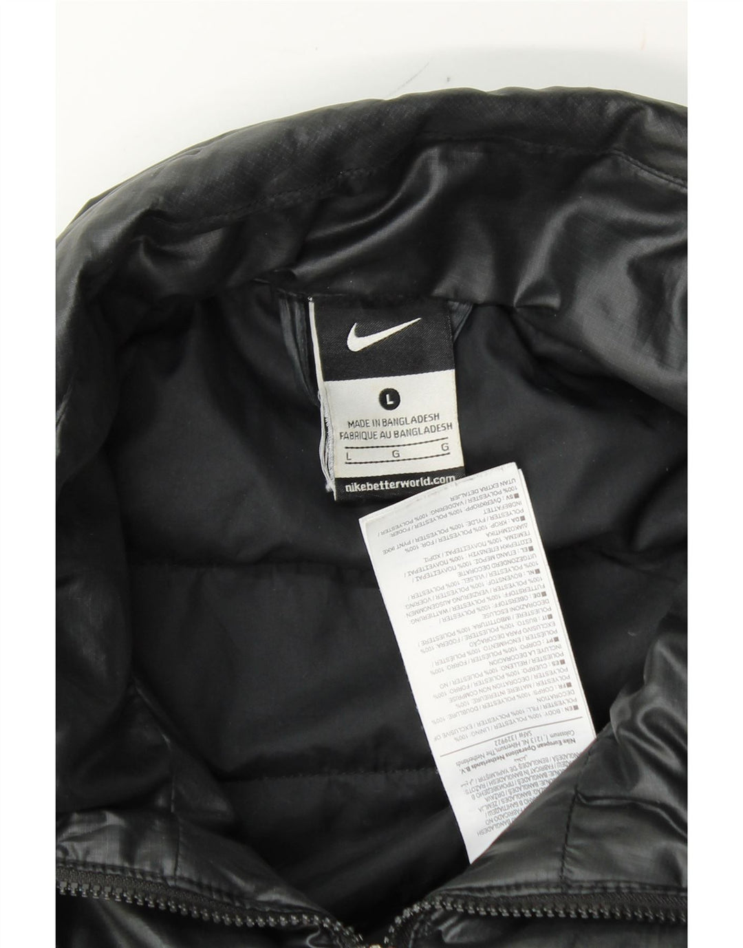 NIKE Womens Padded Jacket UK 16 Large Black Polyester Vintage Nike and Second-Hand Nike from Messina Hembry 