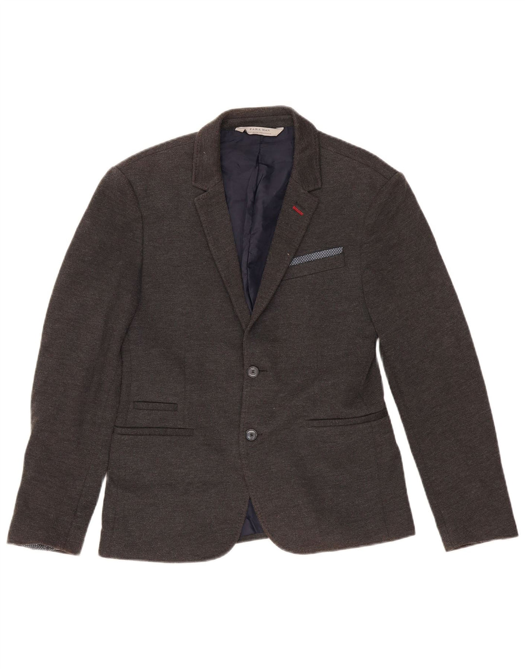 Zara Herren-Blazer mit 2 Knöpfen, EU 48, mittelgraues Polyester