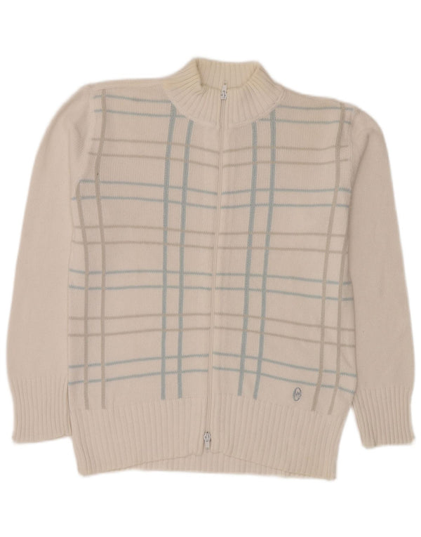 Conte of Florence Damen-Cardigan mit durchgehendem Reißverschluss, UK 14, mittelweiß kariert