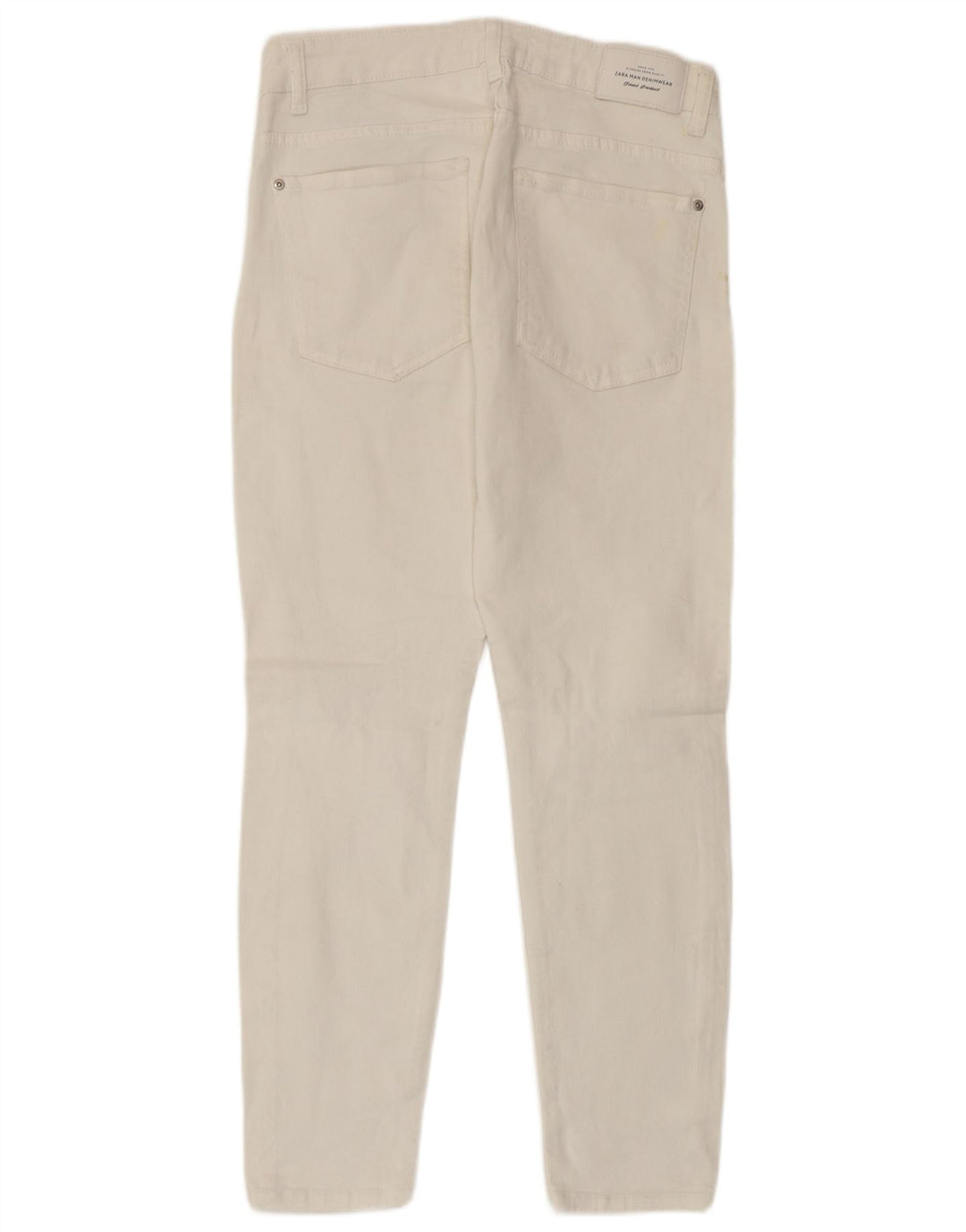 Zara Herren-Jeans im Used-Look, kurz geschnitten, EU 40, mittelgroß, W31, L25, weiße Baumwolle